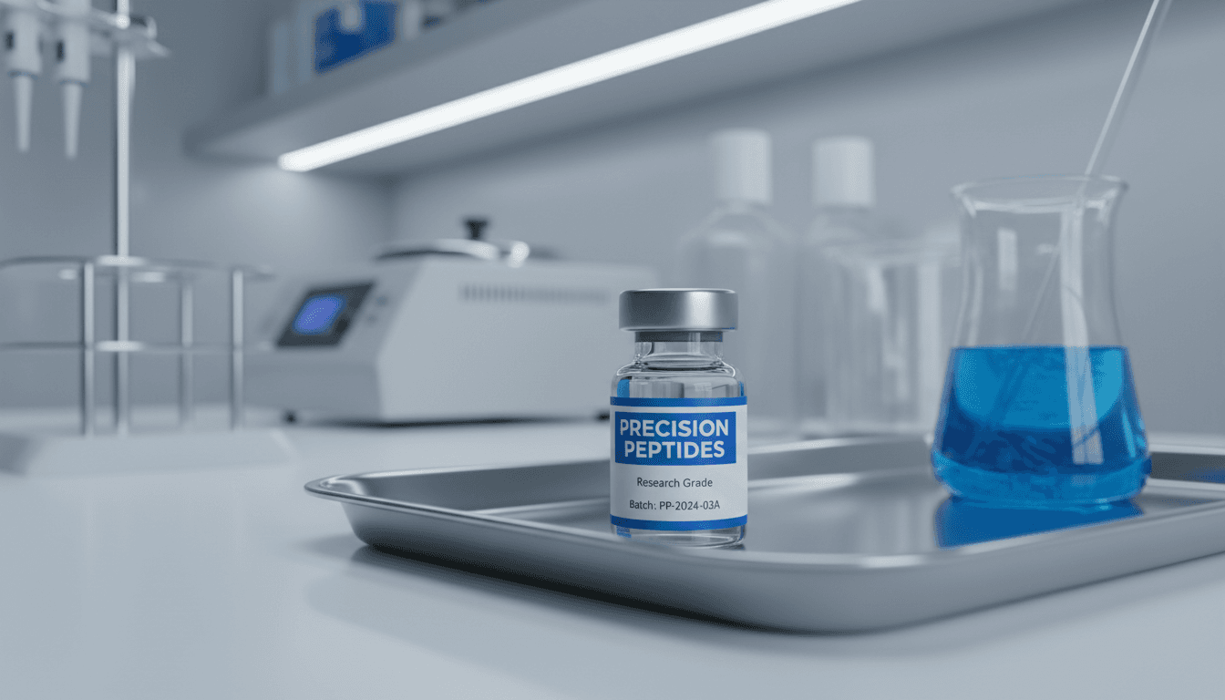Precision peptide vial in laboratory