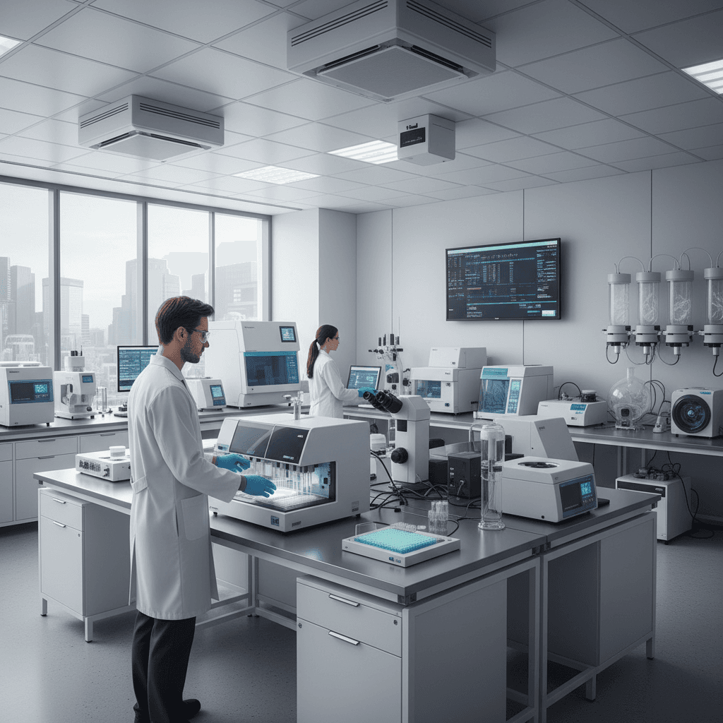 Modern biopharma laboratory with advanced equipment
