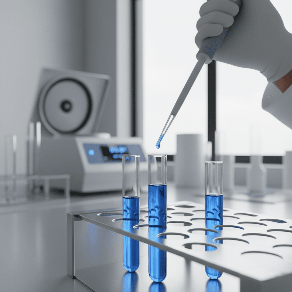 Scientist working in modern biopharma laboratory