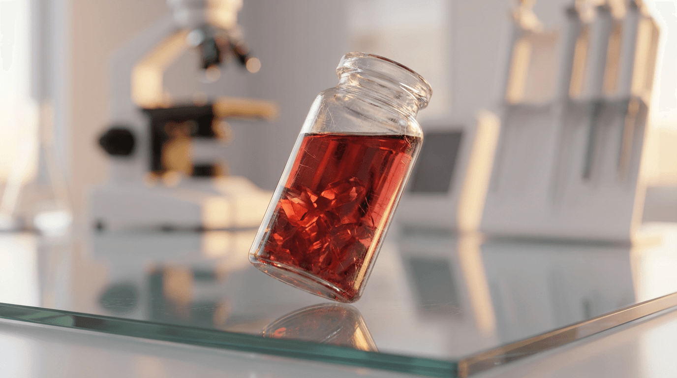 Precision peptide vial in laboratory setting